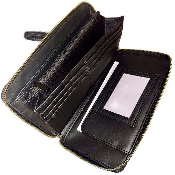 Betsey Johnson Leopard Heart Print XOZIP Faux Leather Wallet Wristlet Clutch Bag - Picture 10 of 12